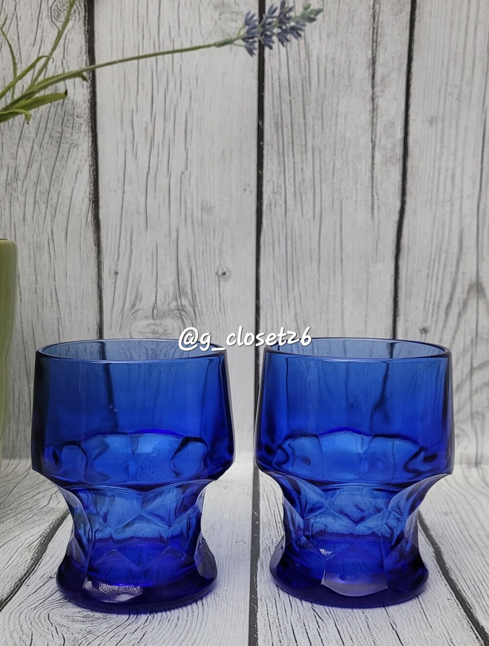 Vintage Pair of Viking Flat Georgian Cobalt Blue Textured Glasses